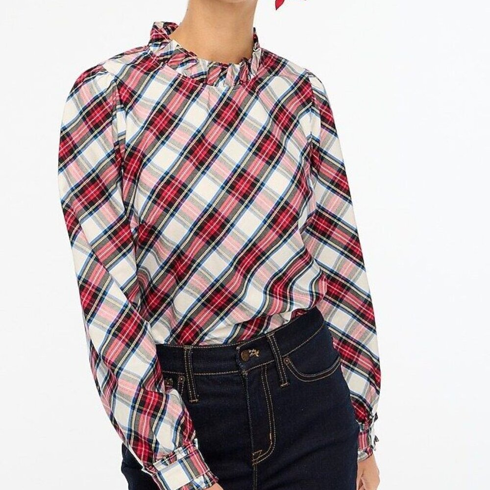J Crew cotton-blend poplin ruffle top